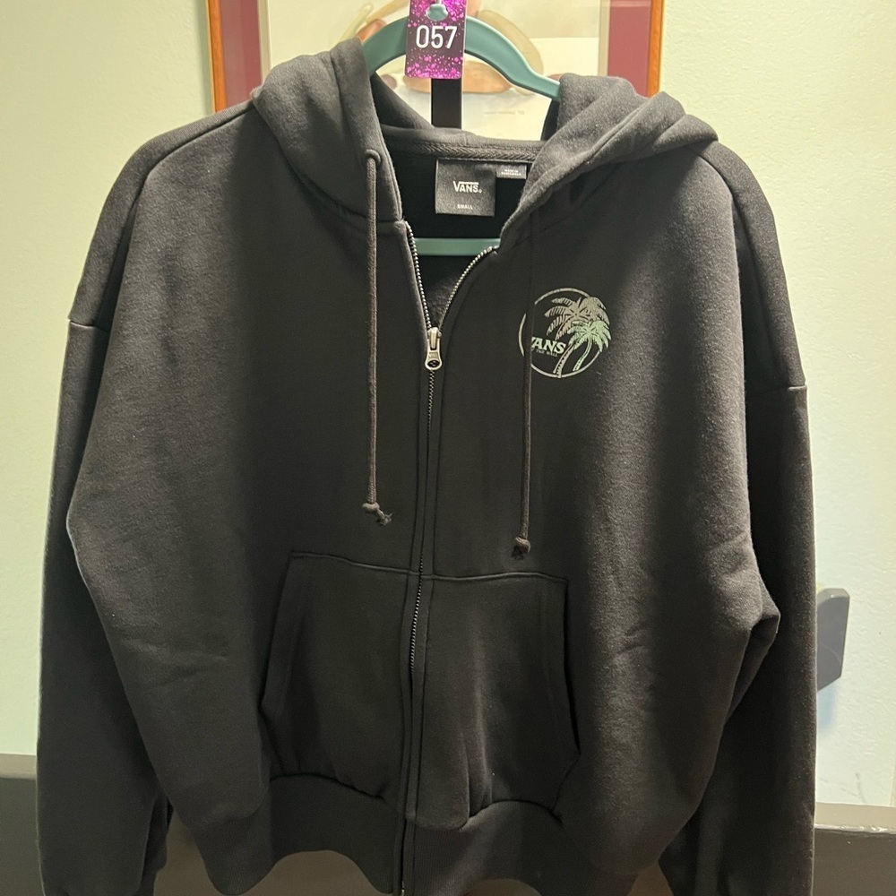 NWT Vans Black Fleece Hoodie With Vans Art Work Small #057